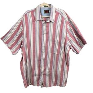 Boston Traders Mens Button Down Shirt Sz 2XT Striped Short Sleeve Multicolor